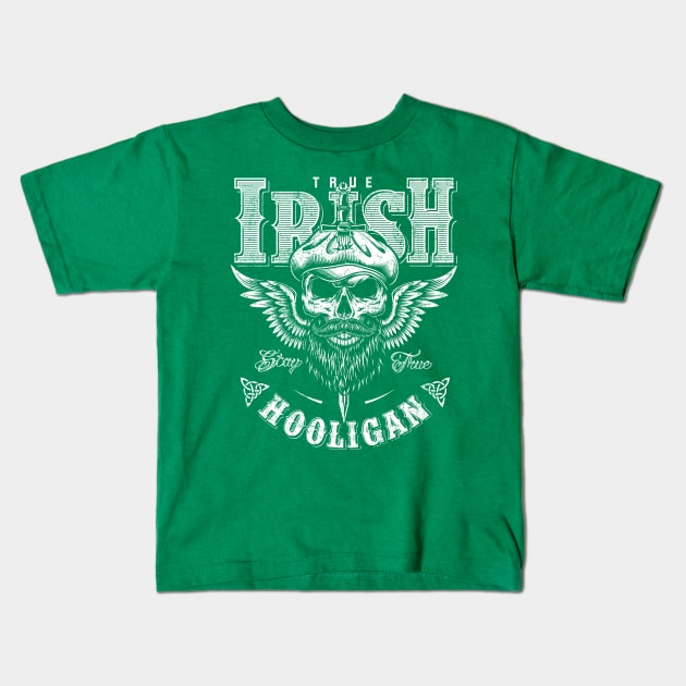 Irish Hooligan St Patricks Celtic Distressed Kids T-Shirt by redbaron_ict